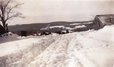 In winter, house at right