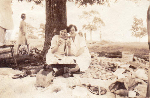 Mother (Mabel) and Aunt Grace having a picnic